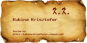 Kubina Krisztofer névjegykártya